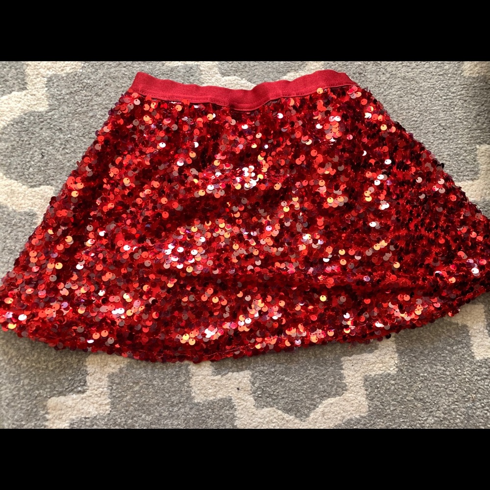 Red Sequin Skirt & Beige Skirt Bundle